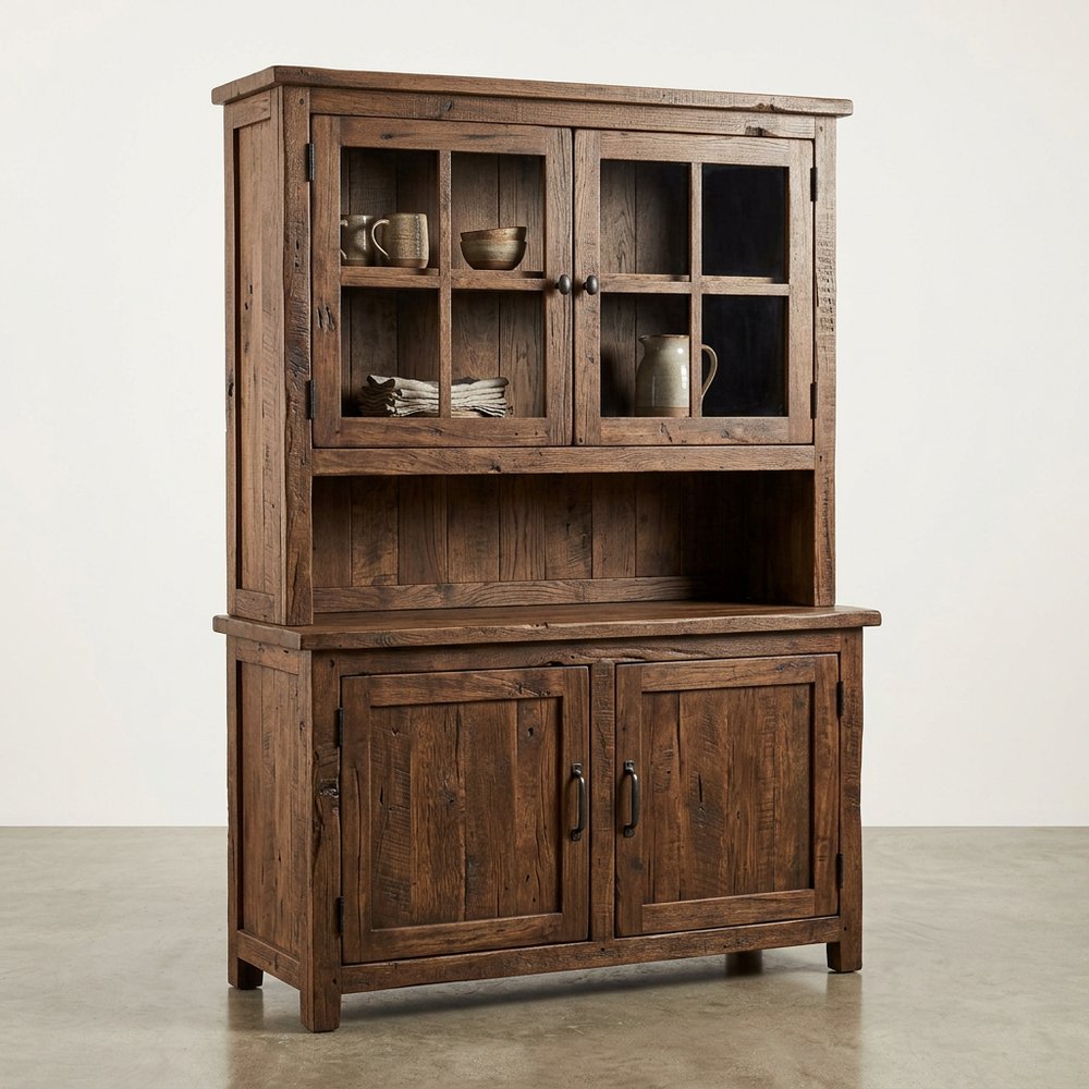 Glass-front hutch cabinet